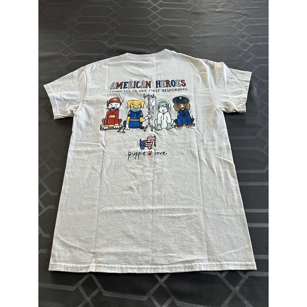 Puppie Love American Hero’s Ash Gray Cotton Tee Women’s Small First Responders